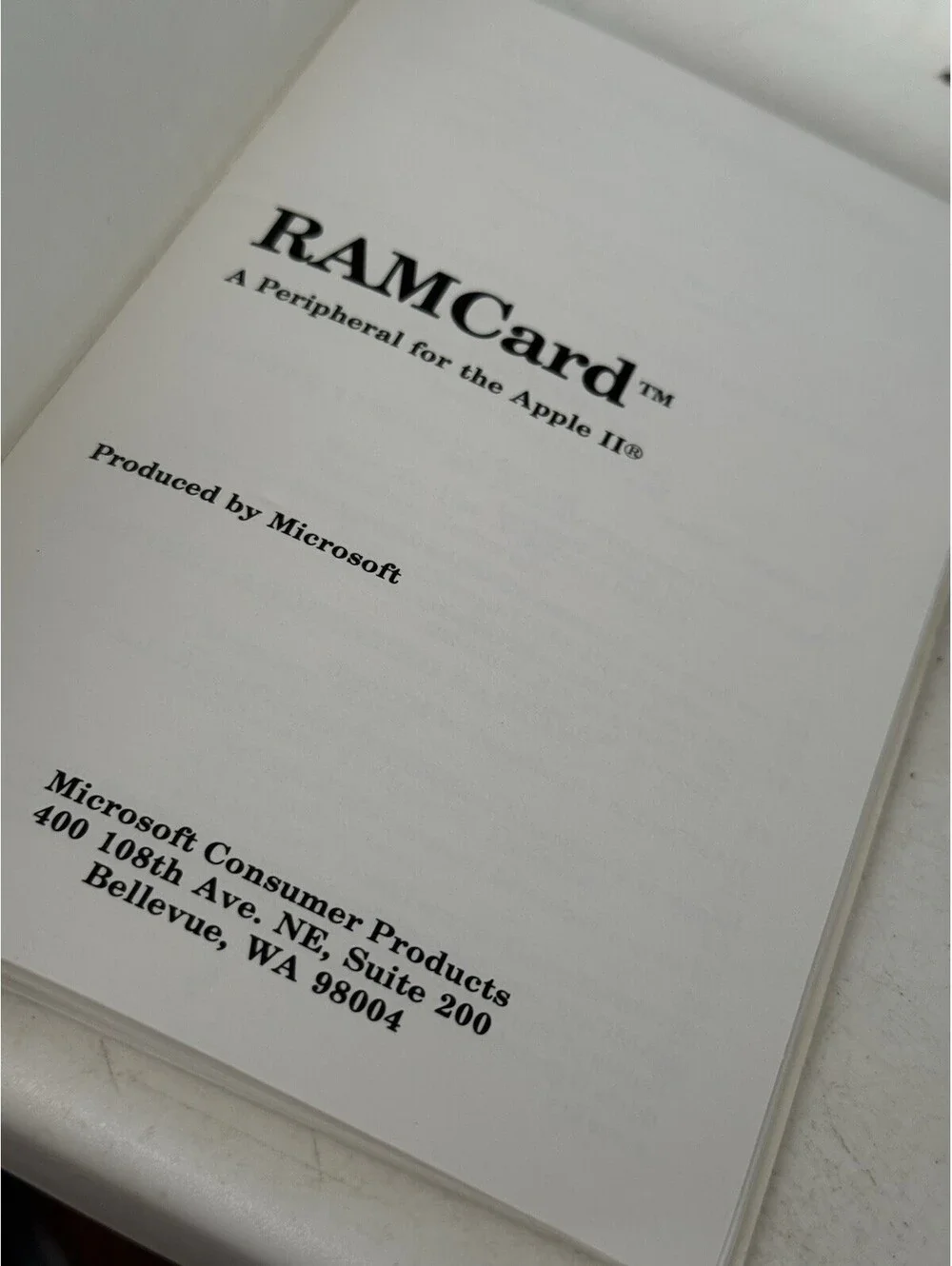 Microsoft RAMCard - Manual, Vintage